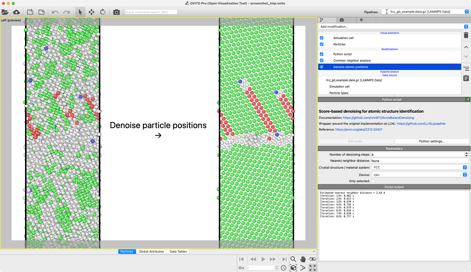 Denoise particle positions